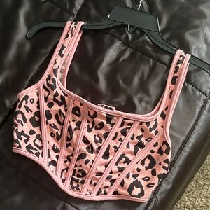 Leopard Print Pink Crop Top